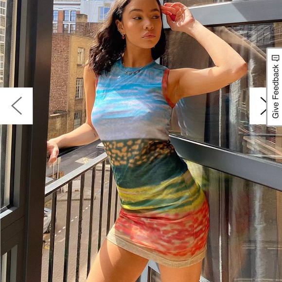 Urban Outfitters Dresses & Skirts - Urban Outfitters Mesh Landscape Y2K Mini Dress Size Small